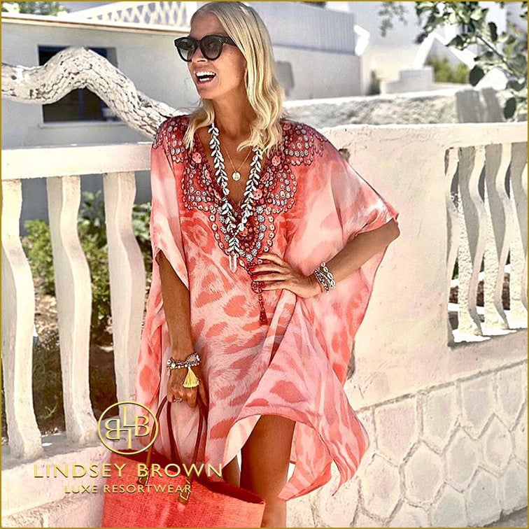 Anna Mavridis Pink Animal Print Kaftan