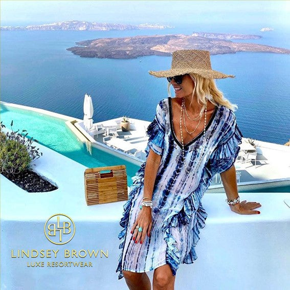 Tie Dye Blue Kaftan Dress