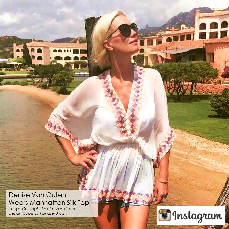 Denise Van Outen wearing Lindsey Brown white resort wear