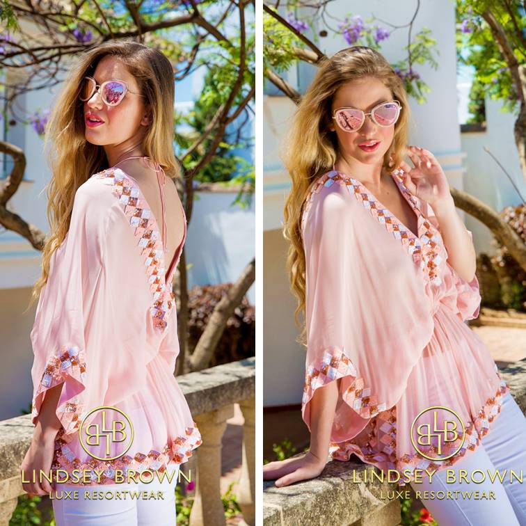 Pretty Blush Manhattan resort wear top spotted in Lancashire Life Magazine