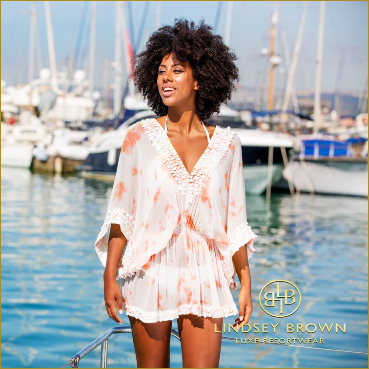 Shop Capri Silk Kaftan Top by Lindsey Brown Resort Wear