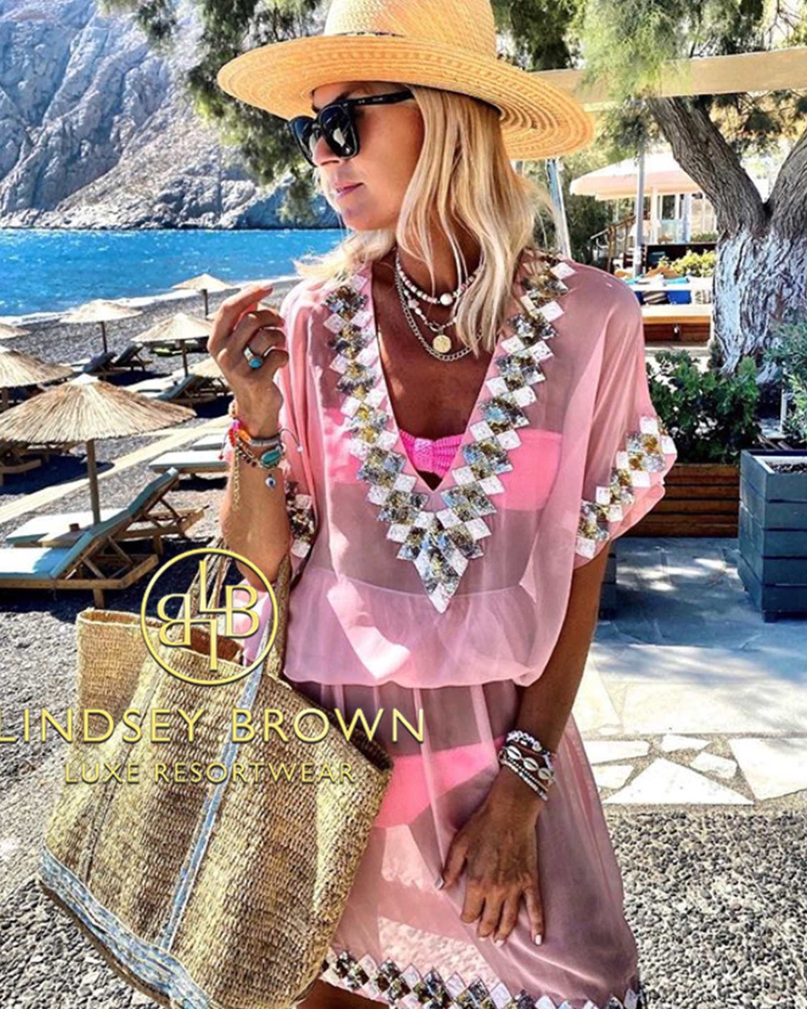 Silk designer beach cover ups and silk kafatns by Lindsey Brown