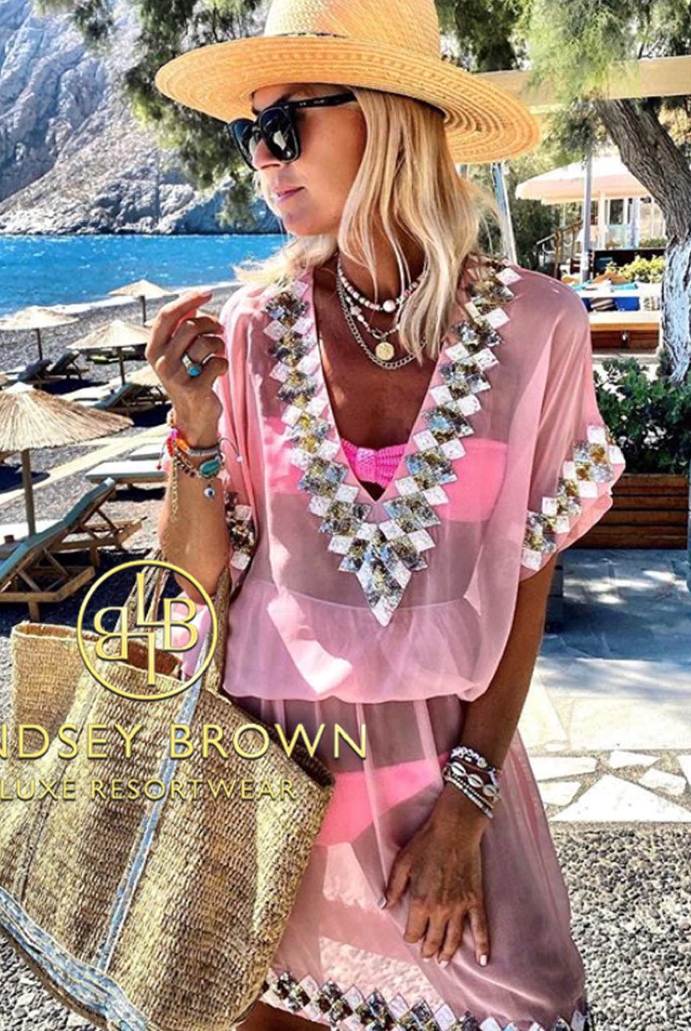 Silk designer beach cover ups and silk kafatns by Lindsey Brown