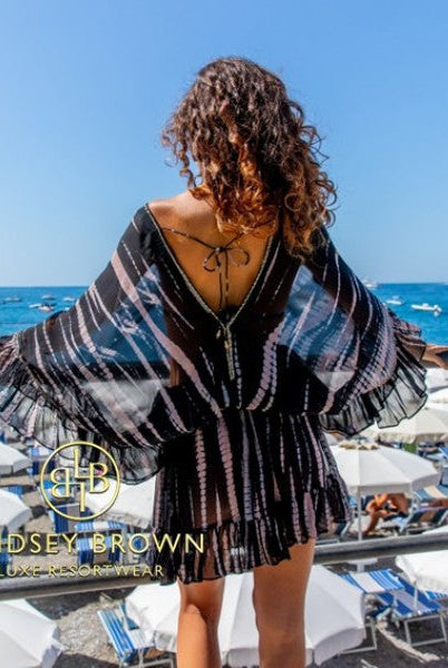 bloused silk kaftan drop waisted dresses by Lindsey Brown