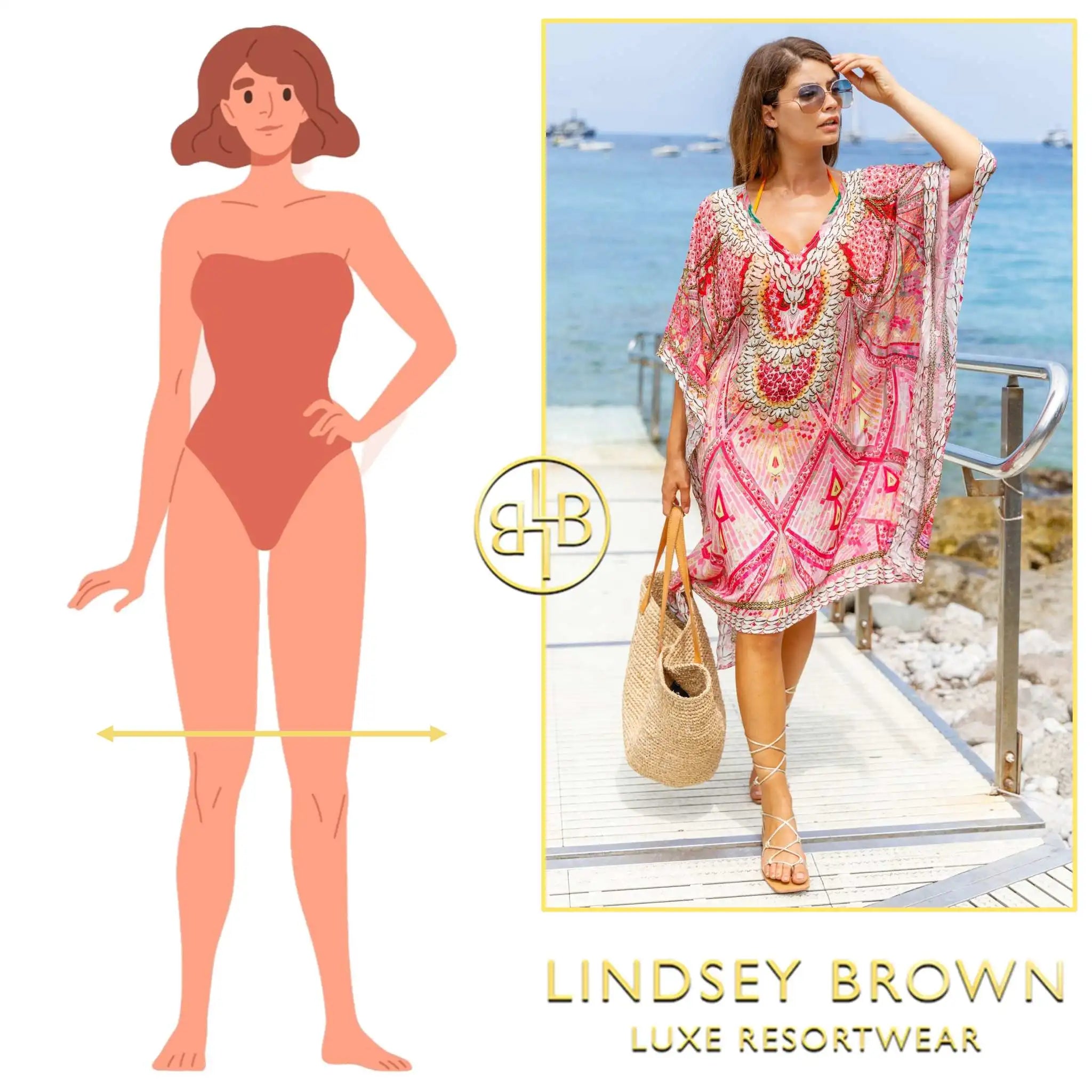 Above the knee kaftan lengths by lindsey brown resort wear