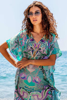 Aqua Plus Size Silk Maxi length beach cover-ups by Lindsey Brown resort wear