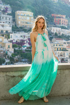 Aqua White silk maxi dresses to wear on holiday by Lindsey Brown resort wear