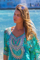Aqua petite silk cover ups for the beach by Lindsey Brown