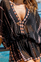 black sequinned short silk designer kaftans by Lindsey Brown resort wear