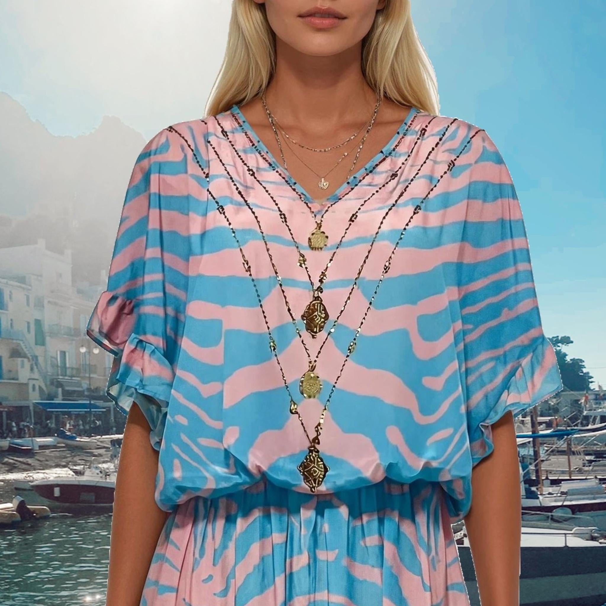 Blue Drop Waist Beach Dress