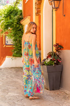 Silk floaty maxi dress to wear on holiday and all summer by Lindsey Brown resort wear