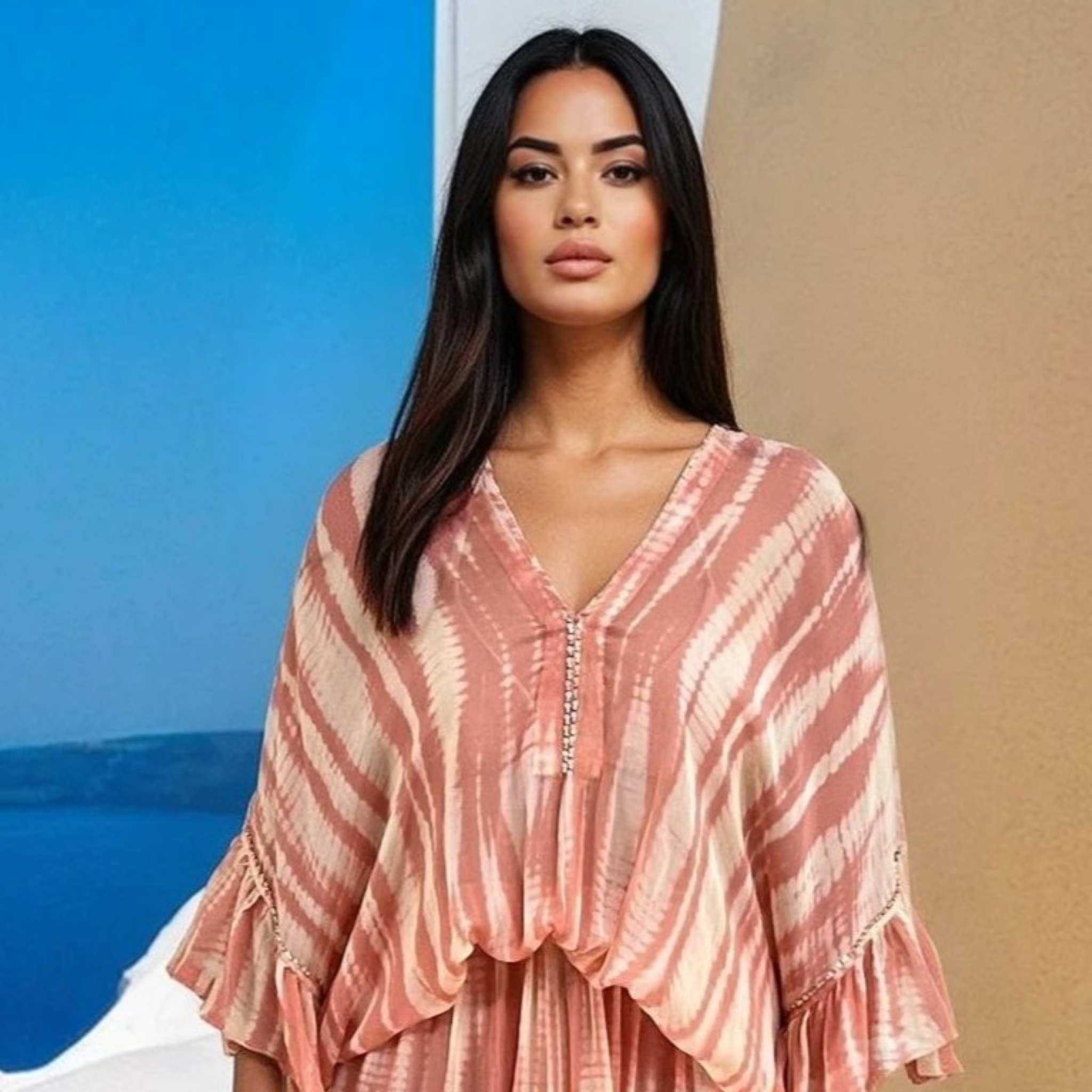 silk tie dye kaftan dresses to wear on vacation by lindsey brown silk resort wear