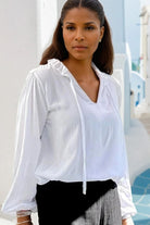 White soft cotton summer blouse to wear in summer by lindsey brown