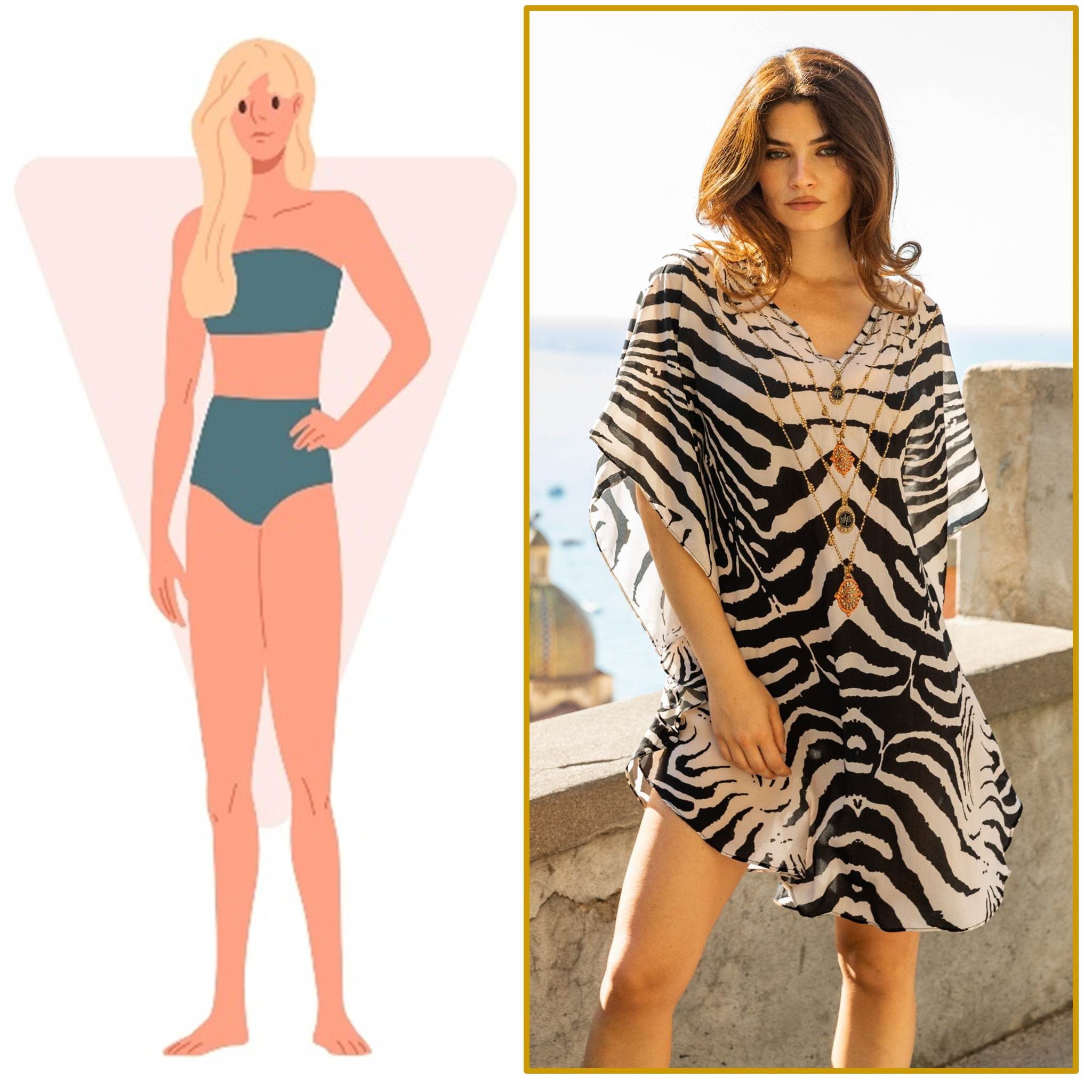 angled beach cover ups that suits an inverted triangle body shape by lindsey brown