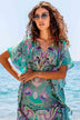 aqua printed silk knee length beach cover-ups by Lindsey Brown resort wear 