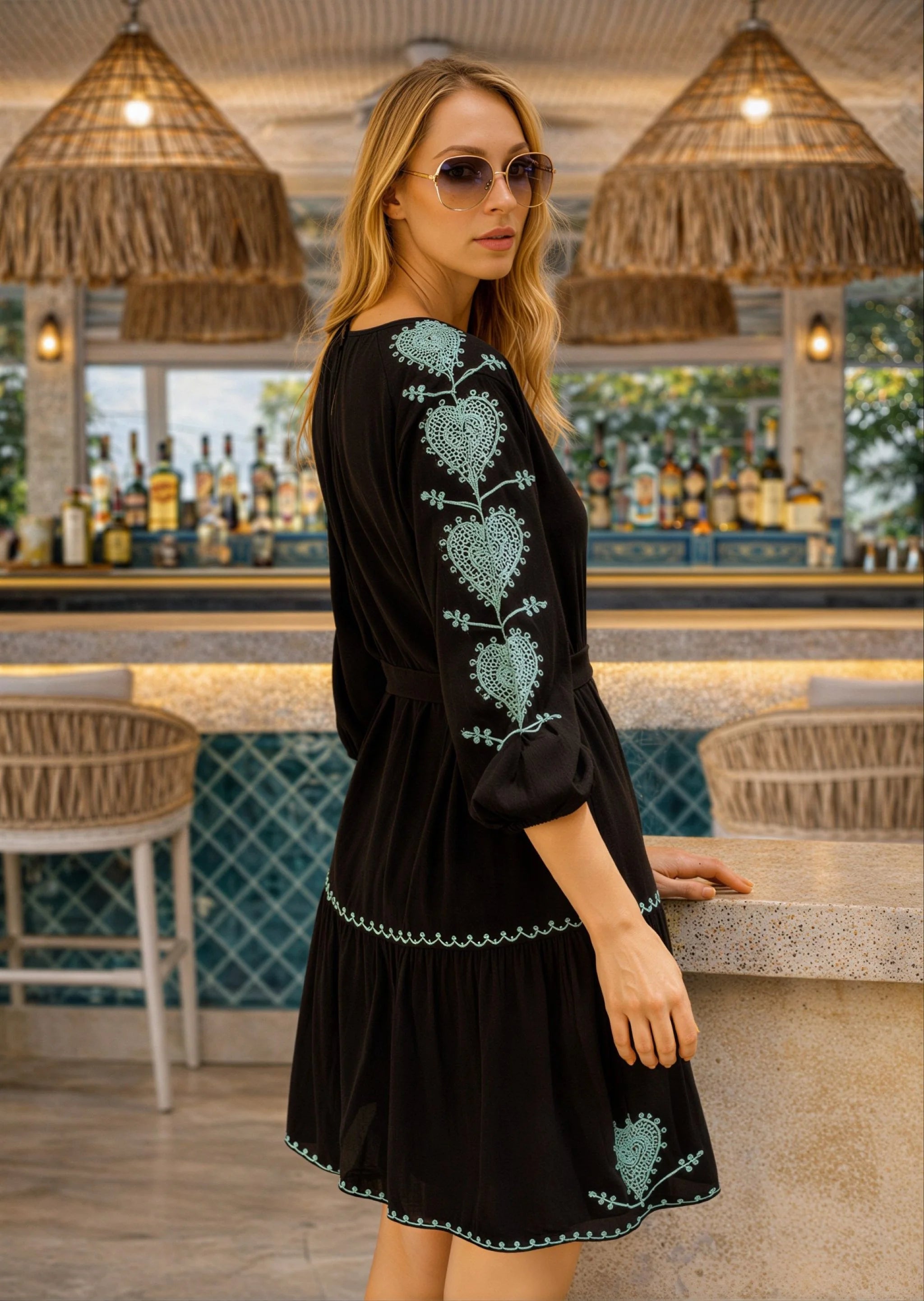 black cotton long sleeved holiday dresses