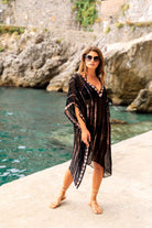 black pink knee length silk loose designer beach cover-ups by lindsey brown