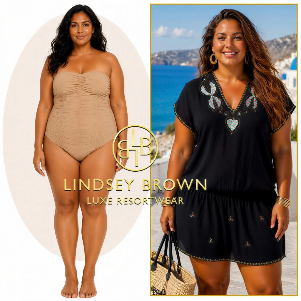 Our signature bloused drop waist dresses hide the tummy and gently drape over the abdomen creating a very sleek and flattering shape.