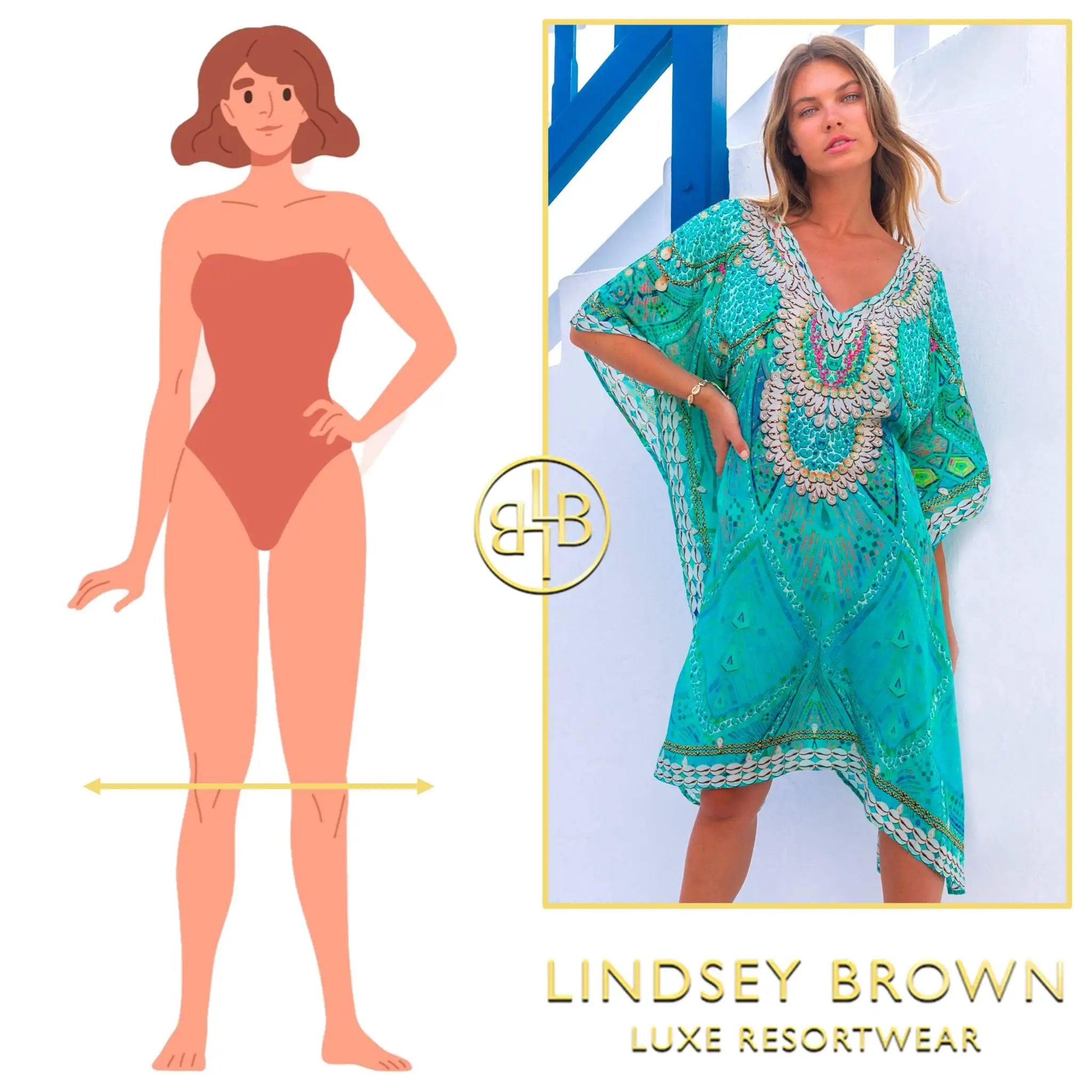 knee length designer kaftan sizes by lindsey brown resort wear