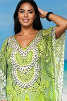 lime green floaty knee length beach cover up by Lindsey Brown resort wear 