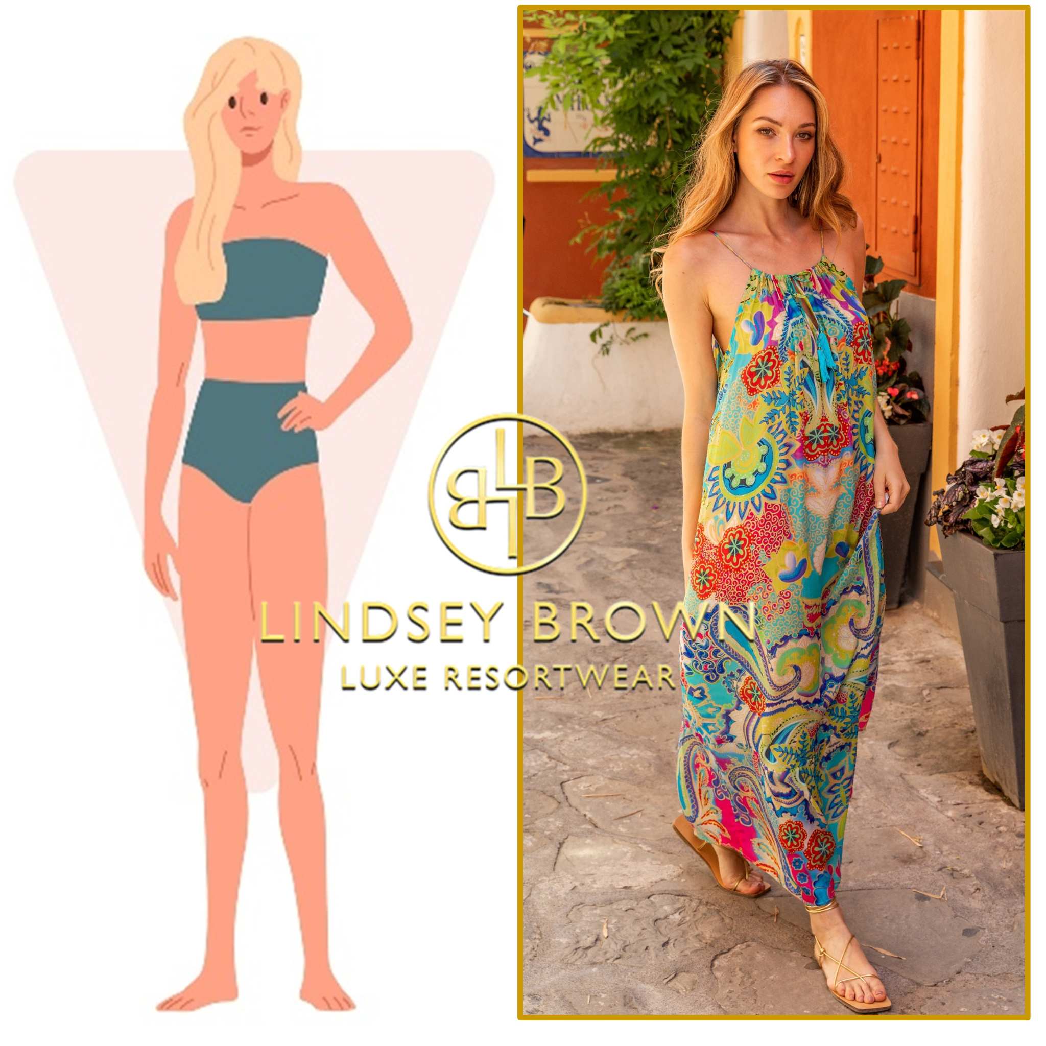 loose fitting beach dress that suits an inverted triangle body shape by lindsey brown