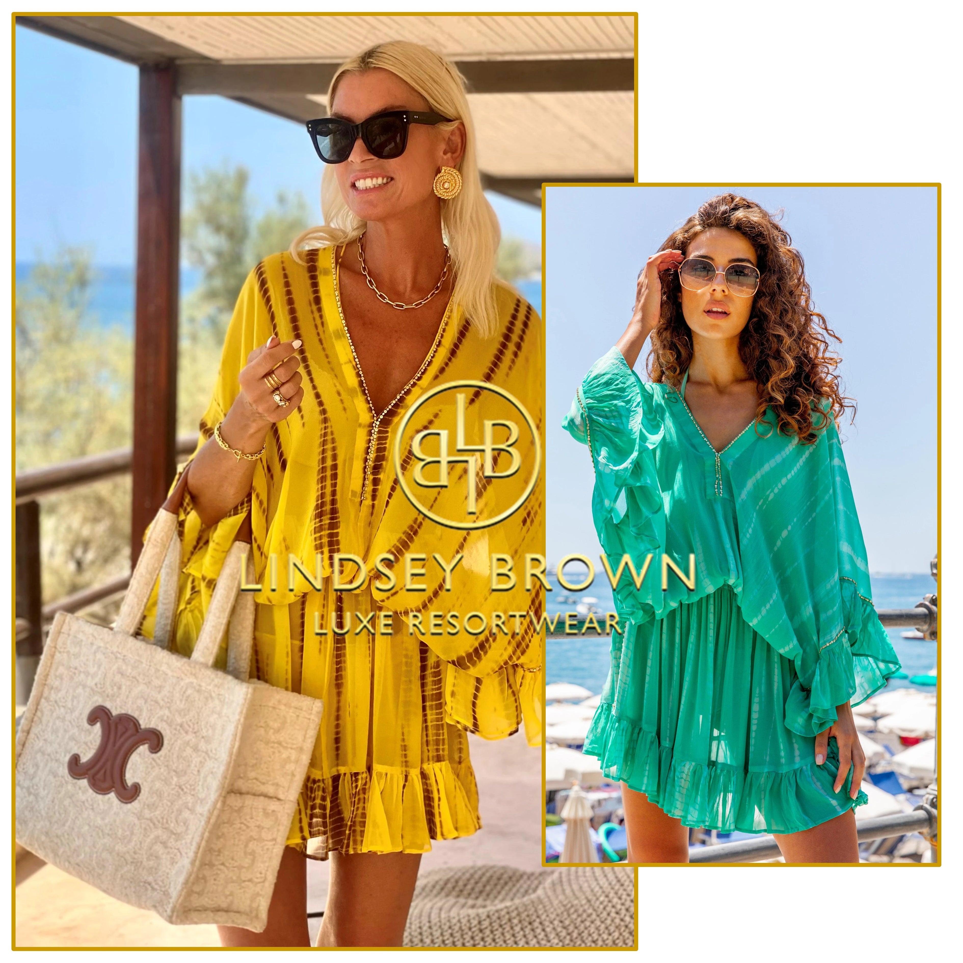 silk bloused silk kaftan dresses by Lindsey Brown resort wear