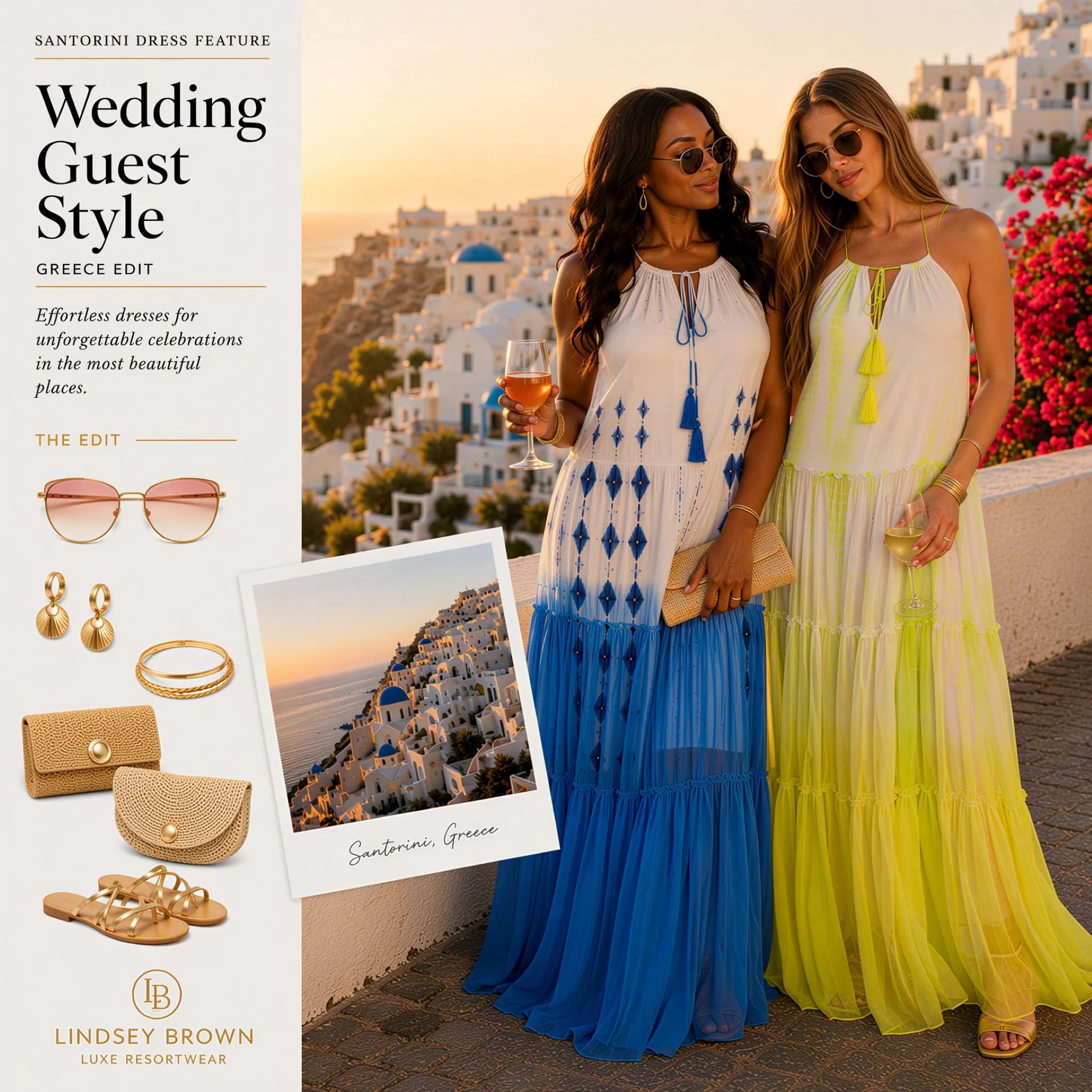 silk maxi dresses, what to wear to a wedding in greece by lindsey brown resort wear