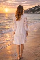 white knee length cotton beach dress by lindsey brown