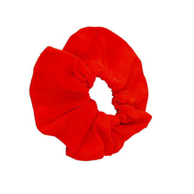 red silk crepe hair scrunchies to wear on holiday by lindsey brown resort wear 