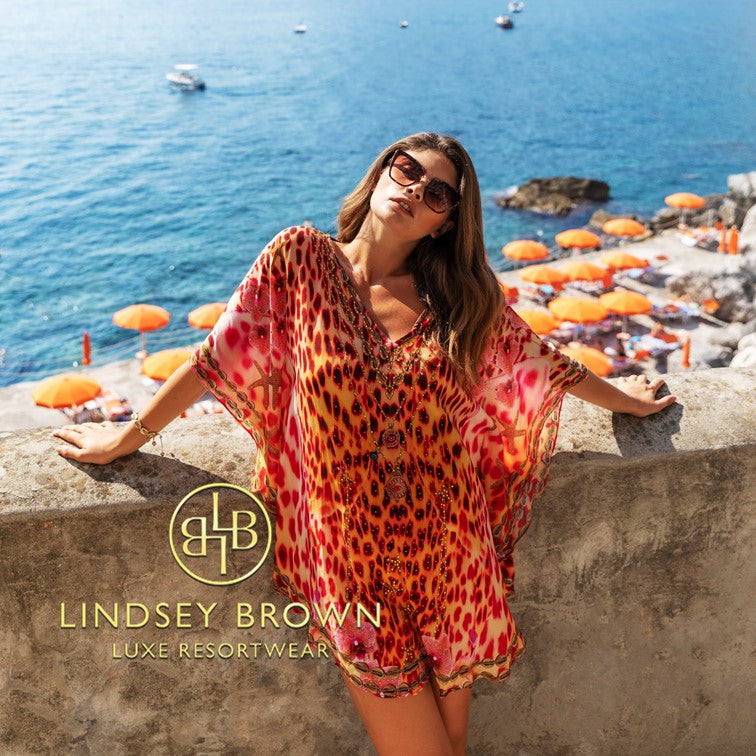 Animal print short designer beach cover ups by lindsey brown resort wear