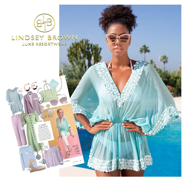 Blue Silk Designer Kaftan by Lindsey Brown