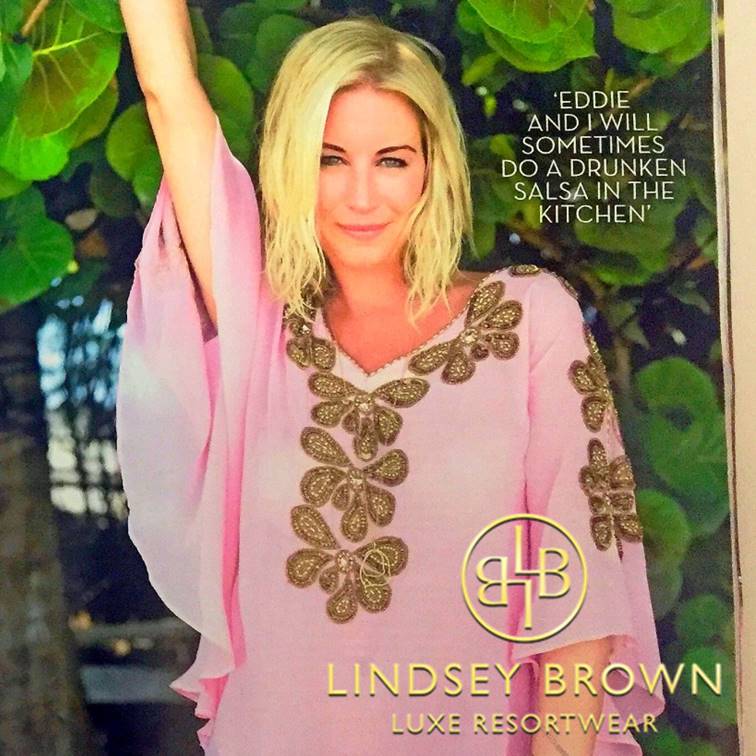 Denise Van Outen in OK Magazine wearing designer Pink Silk Kaftan Top