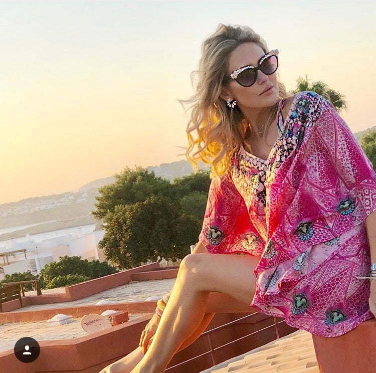 Stephanie Pratt of #TheHills wears Pink Cover-up in Mykonos