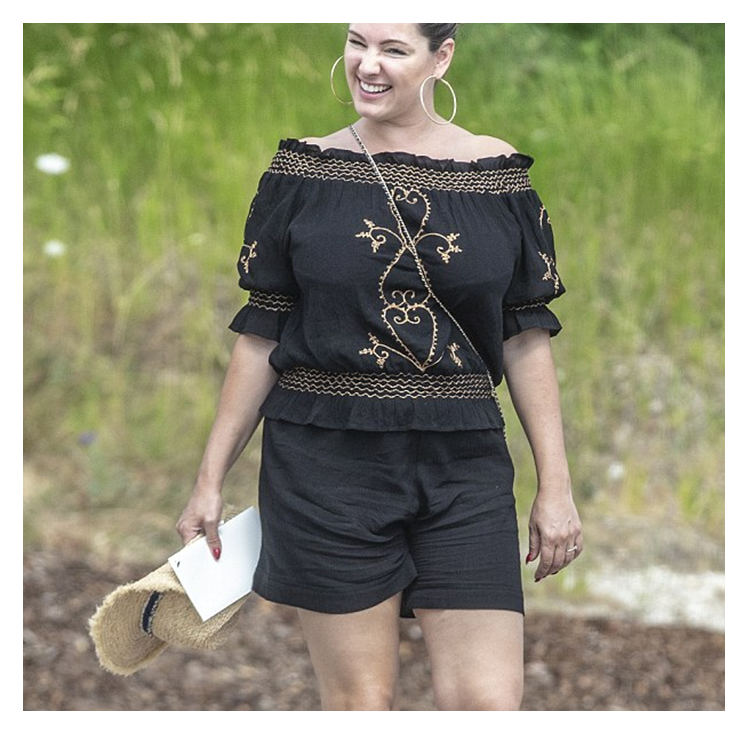 Kelly Brook wears Black Bardot top on DailyMail Online 
