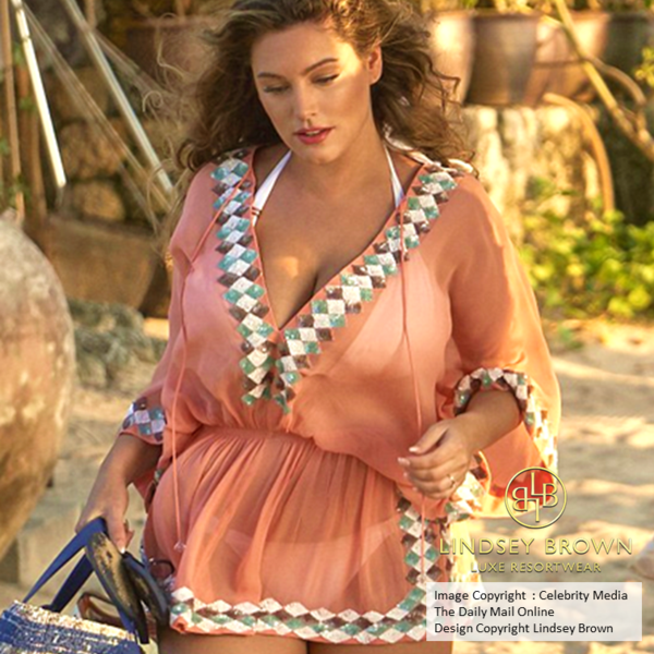 KellyBrook wears Orange kaftan seen on DailyMail by LindseyBrown