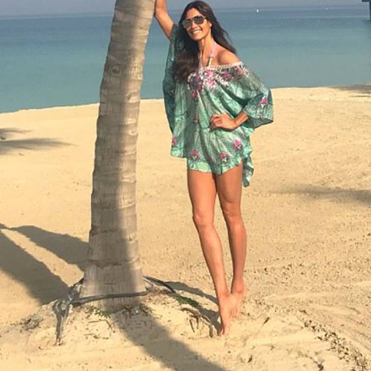 Melanie Sykes wearing Lindsey Brown Resort wear Crete Kaftan
