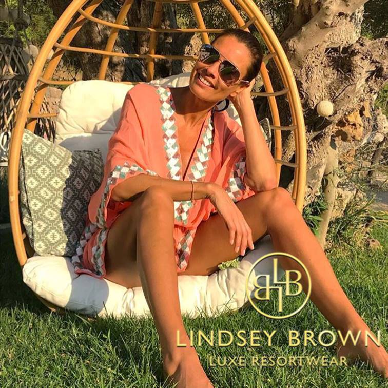 Melanie Sykes wears Orange Silk Kaftan Top in Majorca