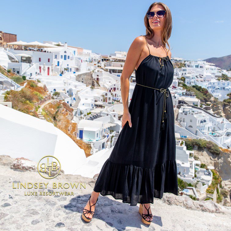 Black designer cotton beach dress