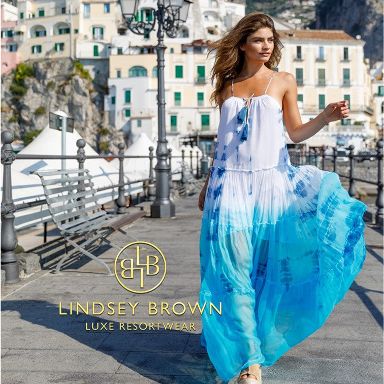 designer silk floaty holiday maxi dress by lindsey brown resort wear 