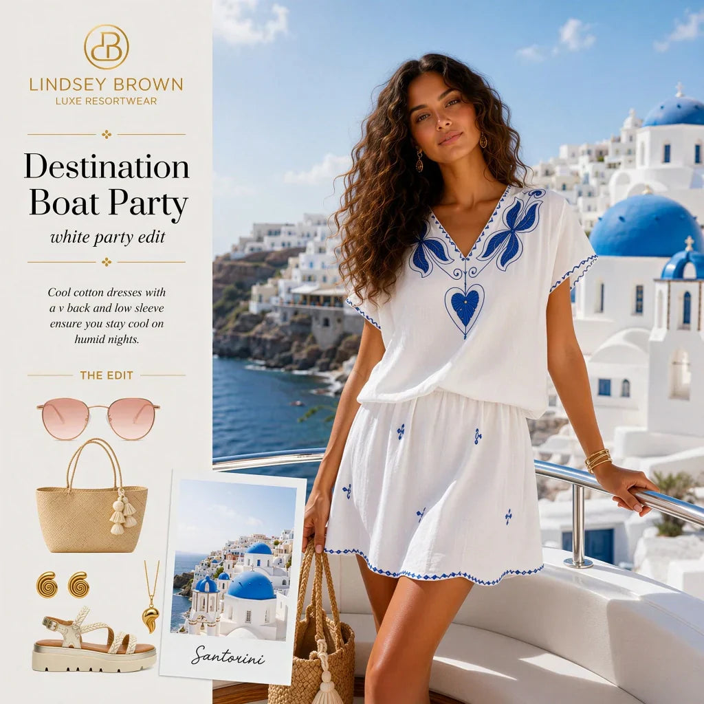 what to wear on a boat party in Greece by lindsey brown