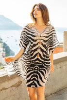 Animal print silk designer beach cover ups to wear over swimwear by Lindsey Brown resort wear 