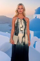 Black cream ivory silk maxi dresses to wear in the Caribbean by Lindsey Brown luxury resort wear 