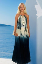 Black ivory silk chiffon maxi dresses to wear on holiday by Lindsey Brown resort wear 