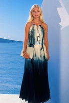 Black ivory silk chiffon maxi dresses to wear on holiday by Lindsey Brown resort wear 