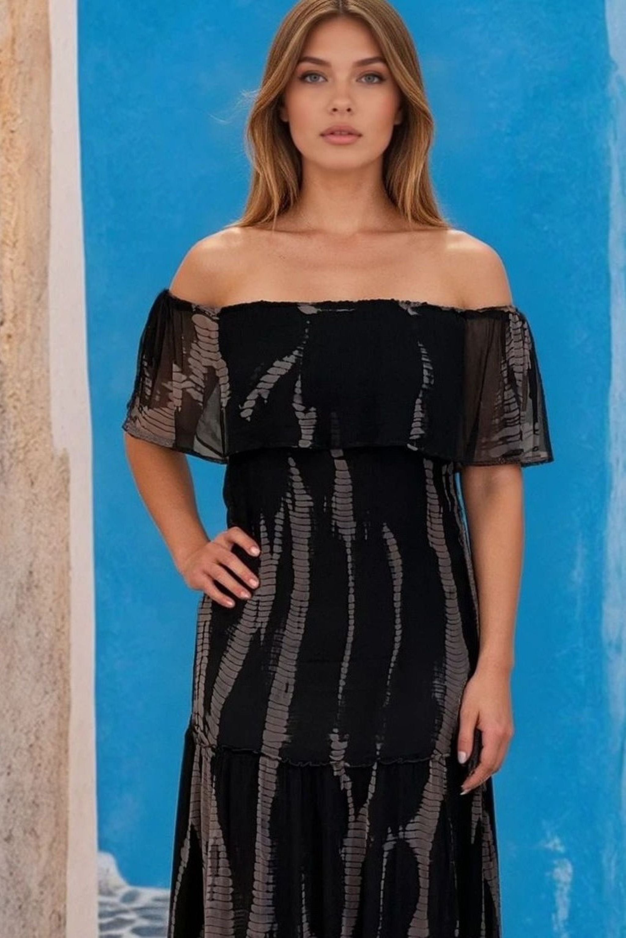 Black and blush pink silk maxi dresses to wear on holiday by Lindsey Brown resort wear 