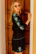 Black aqua holiday dress in soft cotton by Lindsey Brown resort wear 