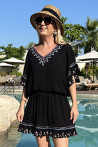 Black Beach Dress Drop Waisted  by lindsey brown cotton resort wear