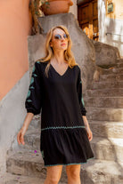 black and aqua holiday dresses by Lindsey Brown resort wear 