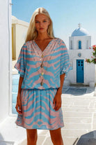 Lindsey Brown blue and pink beach dresses to wear in the Maldives
