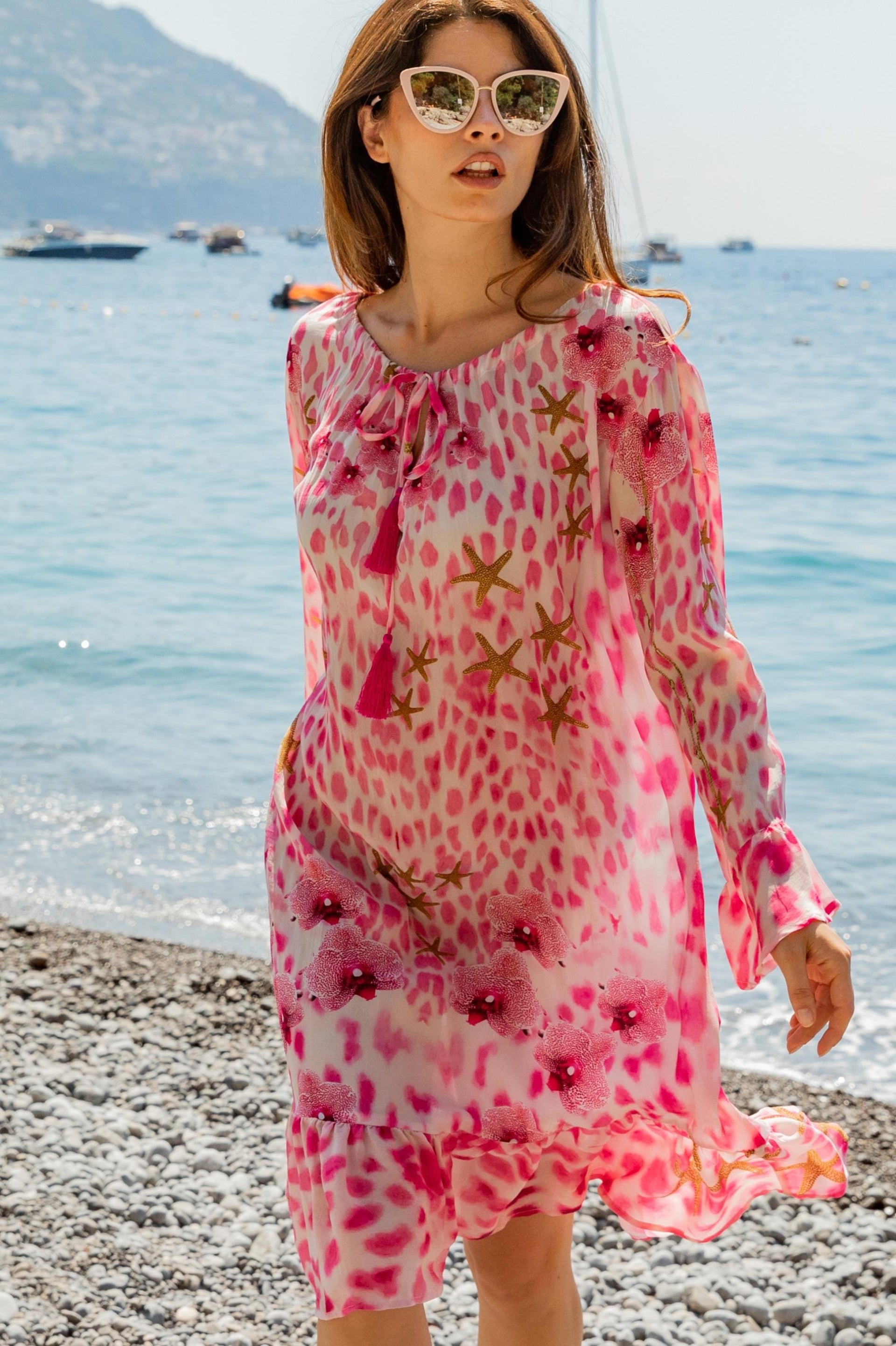 Pink Animal Print Silk Knee Length Dress – Lindsey Brown